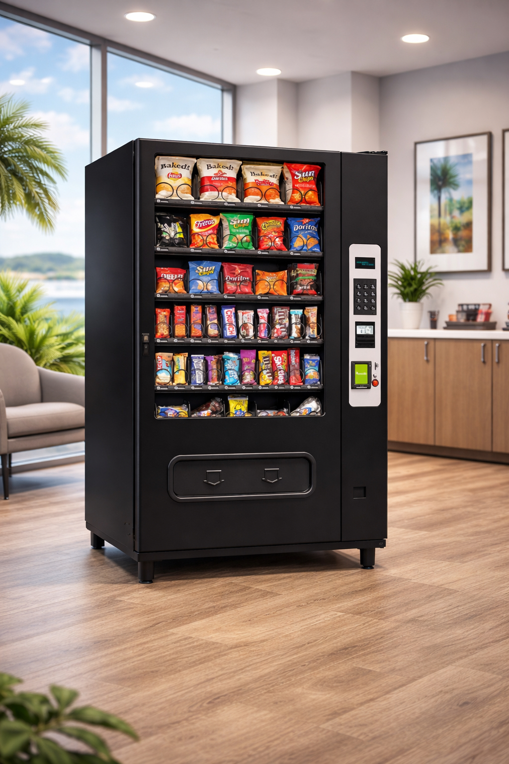 Snack vending machine in an office space